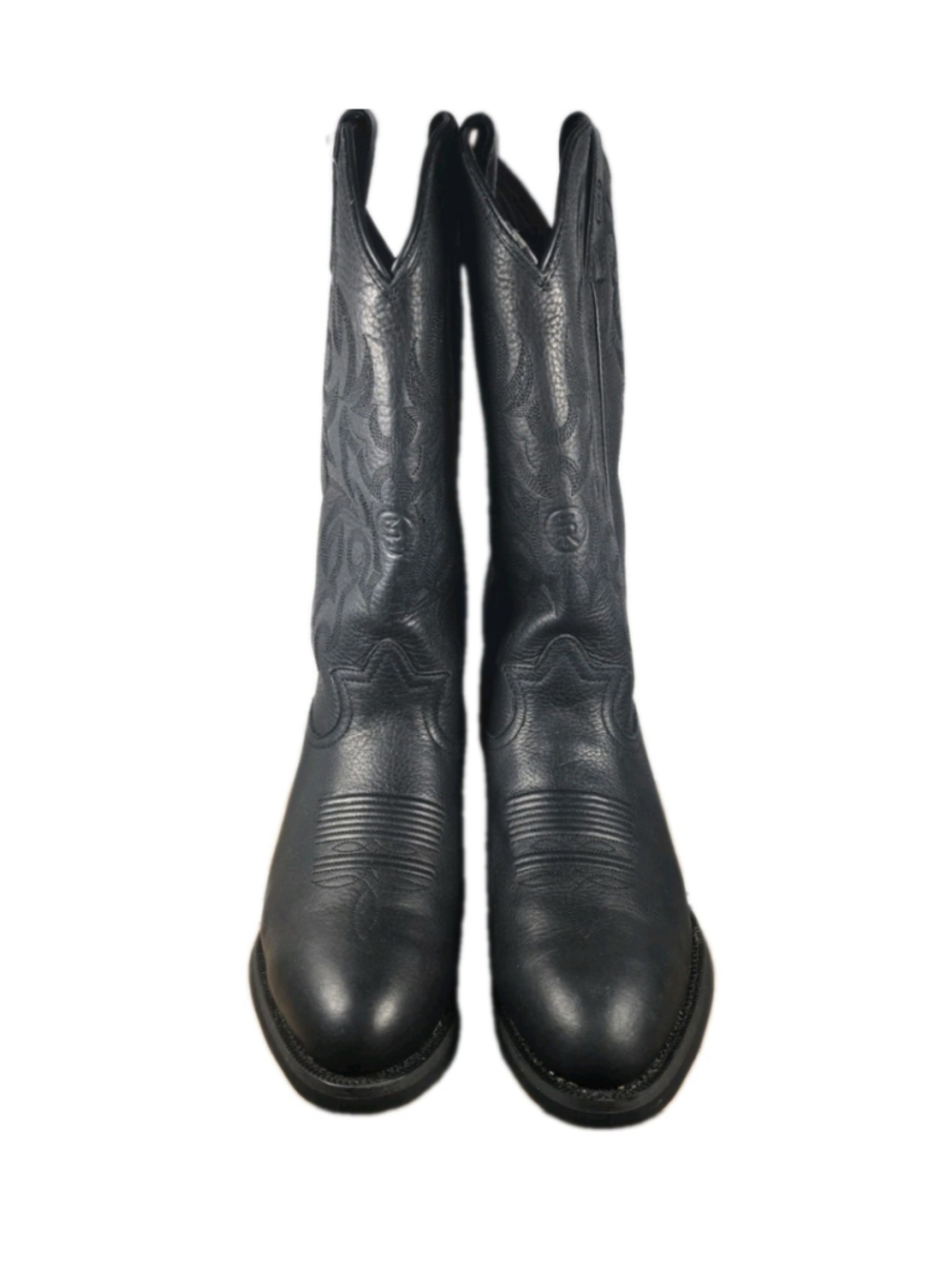 TONY LAMA BLACK LEATHER BUCKAROO COWBOY BOOTS #RR4002 MEN'S 10D